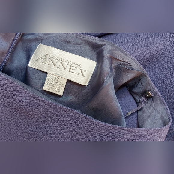 Casual Corner Purple Sleeveless Belted Sheath Dress Size 12 Lined Career Slit - Picture 9 of 14